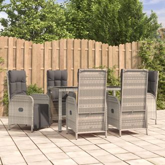 vidaXL Set Comedor Jard&iacute;n 7 Pzas Y Cojines Rat&aacute;n Sint&eacute;tico Gris Vidaxl