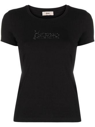 Herno T-shirt met logo studs - Zwart