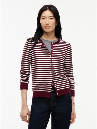Tommy Hilfiger Womens Lightweight Striped Cardigan - Burgundy - XXL