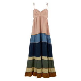 Farm Rio FARM Rio, Maxi Dresses, female, Multicolor, Size: M Long Dress with Color Gradation