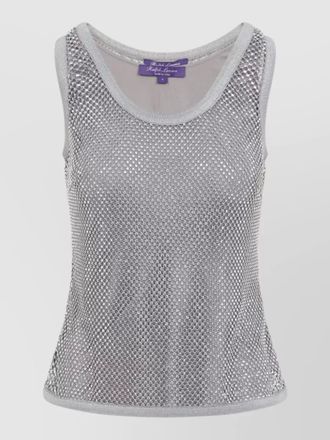 Ralph Lauren Collection melony mesh metallic scoop neck top