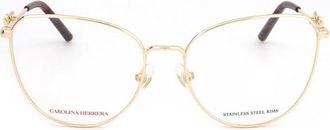 Carolina Herrera Ladies Gold Tone Rectangular Eyeglass Frames HER 0220