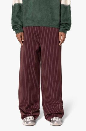 mnml Pleated Wide Leg Cotton Pants in Red at Nordstrom, Size 28