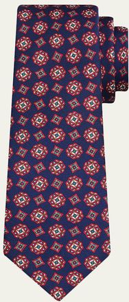 Kiton Mens Medallion Silk 7-Fold Tie