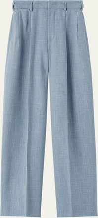 Loro Piana Hector Linen-Wool Straight-Leg Trousers