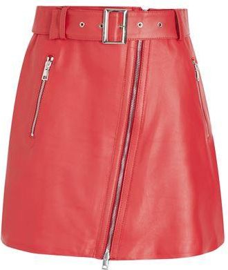 8 by YOOX LEATHER BIKER MINI SKIRT