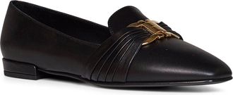 Ferragamo Womens Loafers Lumie Black Goat Fur Ballerina Shoes