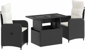 vidaXL Juego De Comedor Para Exteriores 3 Uds. Negro Y Crema Vidaxl