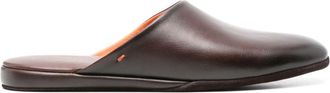 Santoni Beachy leather slippers - men - Fabric/Calf Leather/Calf Leather/Calf Suede - 11 - Brown