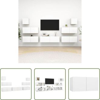 vidaXL Armadio TV - Set Mobili Porta TV 7 pz Bianco in Legno Multistrato