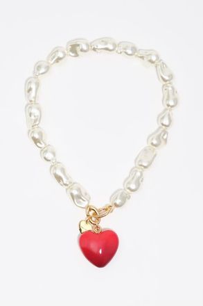 Bimba & Lola Irregular Pearl Heart Necklace in Red at Nordstrom