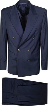 Mars&eacute;m Zes-knoops Double-breasted Pak - Heren - Business pakken - Blauw - S - Kostuums