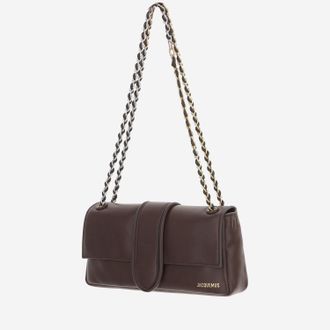 Jacquemus Womens Shoulder Bag Chaine Dark Brown Leather Lambskin