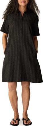 Eileen Fisher Classic Collar Shirtdress in Black/white at Nordstrom, Size Xx-Small