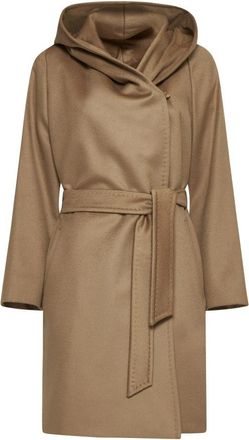 Max Mara Kameelwollen Jas met Capuchon - Dames - Jas met riem - Bruin - S - Wol - Jassen