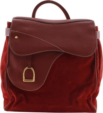 Gucci Red Color Suede Leather Backpack (Pre-Owned)
