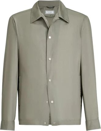 Brunello Cucinelli Casual Shirts - Heren - Zomerjassen - Groen - XL - Jassen