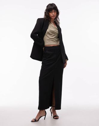 Asos Gonna midi sartoriale nera in coordinato-Nero