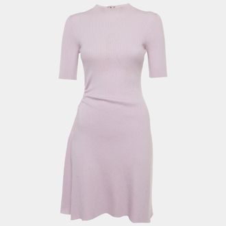 Maje Lilac Rib Knit Cut Out Detail Mini Dress