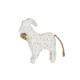 Foreside Home And Garden Carved Goat Decorative Accent White Wood & Jute at Nordstrom