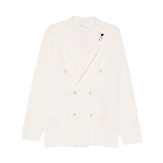 Lardini Double-breasted Knit Jacket - male - Lardini - Blazers - White - S - Suits