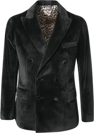 Reveres 1949 Double-Breasted Velvet Jacket - Heren - Blazers - Zwart - XL - Leer - Jassen