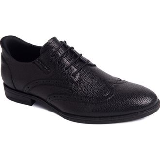 Marc Joseph New York Howard Street Hands Free Technology Leather Wingtip Dress Oxford in Black Grainy Leather at Nordstrom, Size 11.5