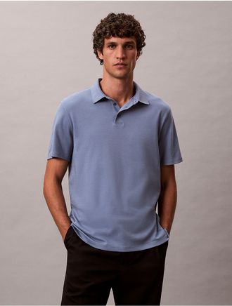 Calvin Klein Mens Supima Cotton Classic Polo Shirt - Blue - L