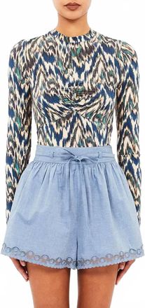 Ulla Johnson Neri Long Sleeve Ruched Top In Riverslate