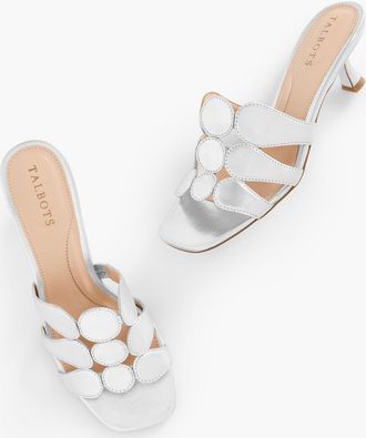 Talbots Sabel Metallic Nappa Flare Heel Sandals - Silver - 7 1/2 M Talbots