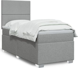 vidaXL Vidaxl - Cama Box Spring Con Colch&oacute;n Tela Gris Claro 100x200 Cm