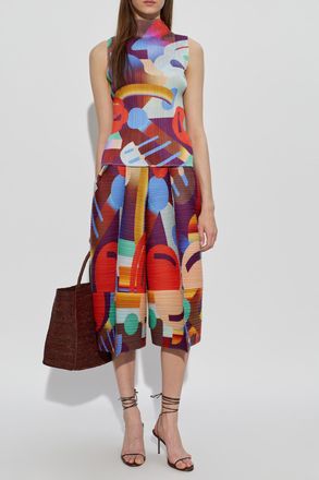 Pleats Please Issey Miyake Sleeveless Pleated Top, Womens, Multicolour