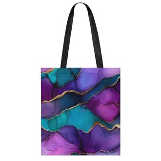 Generic Abstract Vibrant Rainbow Ombre Womens Tote Casual Shopping Bag Lightweight Shoulder Bags Hobos Handbag for Work Travel Daily 35x40cm