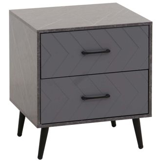 Hhg Hhg - Nunca Usado] Mesilla De Noche 686, Mesilla De Noche, Caj&oacute;n Espiga Madera Melamina, 55x48x40cm, Aspecto M&aacute;rmol Gris