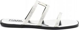 Karl Lagerfeld Rhinestone Slide - Dames - Sandalen - Grijs - 36 EU - Leer - Schoenen