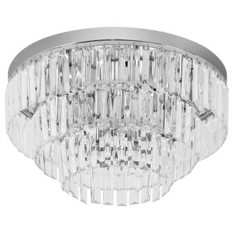HOMCOM Round Crystal Ceiling Lamp 7 Lights Chandelier Mounted Fixture For Living Room Dining Room Hallway Modern | TJ Hughes