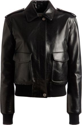 Bally cargo-pockets leather bomber jacket - women - Lambskin - 36 - Black
