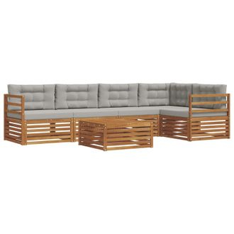 vidaXL Conjunto De Sof&aacute;s De Exterior 6 Pcs Gris Natural Y Claro Vidaxl