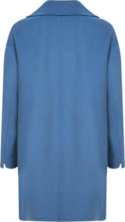 Max Mara Womens Light Blue Double-Breasted Midi Coat Virgin Wool