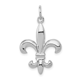 Diamond2Deal 14k White Gold Solid Polished 3-D Fleur de Lis Charm Pendant