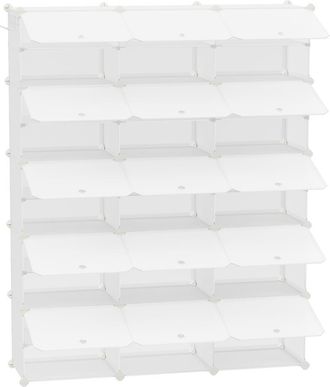 Songmics Zapatero con 12 compartimentos de pl&aacute;stico y acero de color blanco