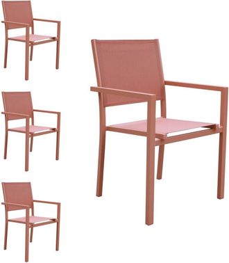Happy Garden Happy Garden - Lote de 4 sillas de aluminio terracota - textilène terracotta