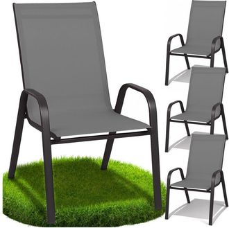 OEM Silla De Jard&iacute;n De Metal, Terraza, Sill&oacute;n De Balc&oacute;n, Terraza, Balc&oacute;n, Gris, 4 Uds