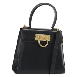 Ferragamo Pre-owned Hand Bag - Dames - Vintage Handtas - Zwart - ONE Size - Leer - Vintage