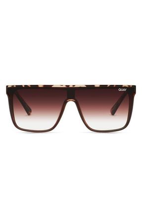 Quay Nightfall Medium 138mm Shield Sunglasses in Tort Fade/brown Fade Lens at Nordstrom