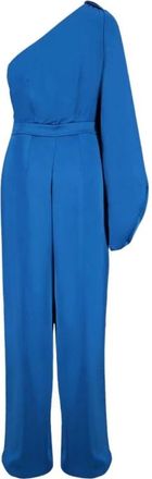 Stella McCartney Jumpsuit met &eacute;&eacute;n schouderband van satijn - Dames - Jumpsuits - Blauw - XS - Satijn - Jumpsuits & Playsuits