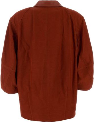 Bottega Veneta Womens Bavero Blouse Red Viscose Linen