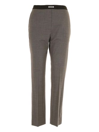 Msgm Pantalon met logo tailleband - Grijs