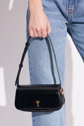 Ami Paris Paris Shoulder Bag, Unisex, Black