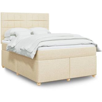 vidaXL Vidaxl - Cama Box Spring Con Colch&oacute;n Tela Color Crema 140x200 Cm